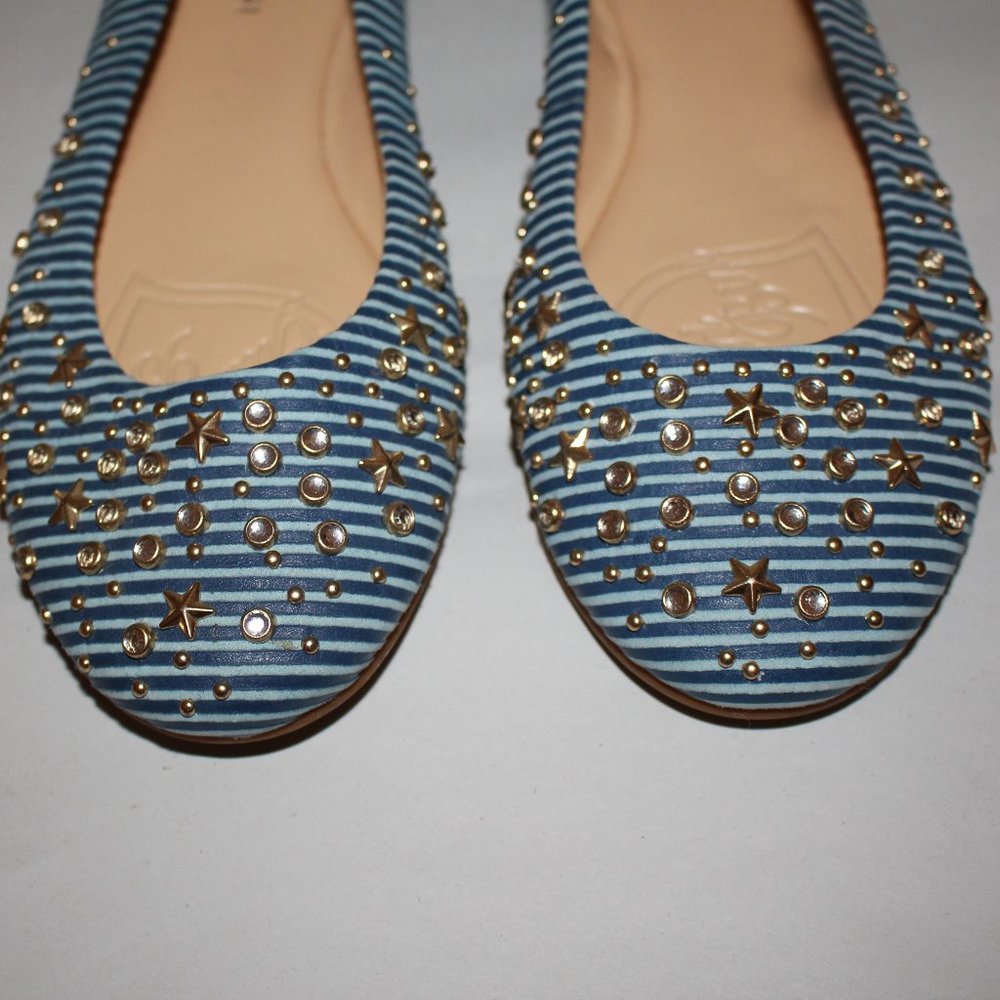 Gianni Bini blue and baby blue flats with studs - Picture 4 of 5